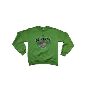 Gildan Seattle The Emerald City Green Graphic Sweatshirt Womens Small Crewneck